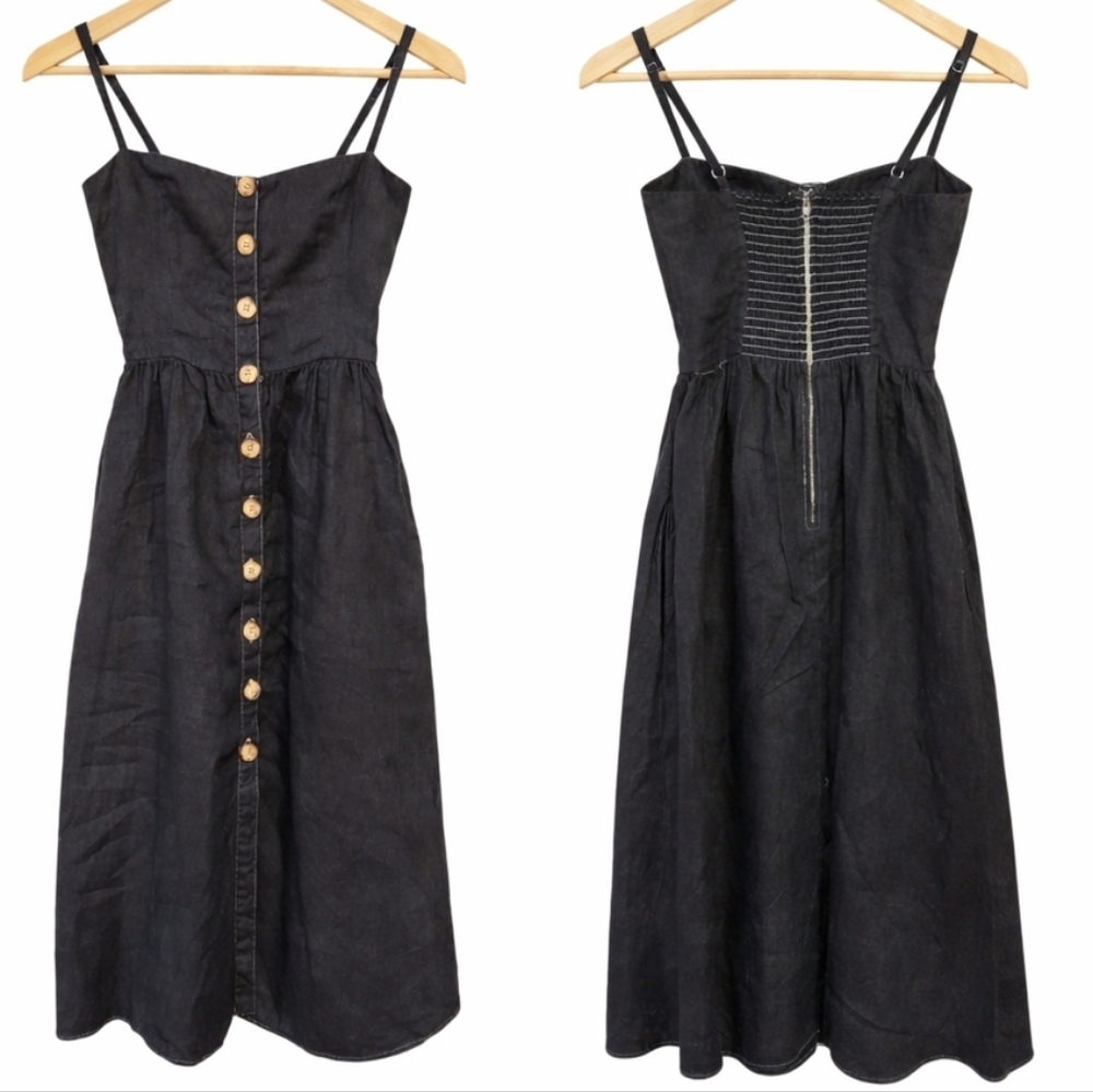 Reformation Linen Dress Dark Gray Size 0
